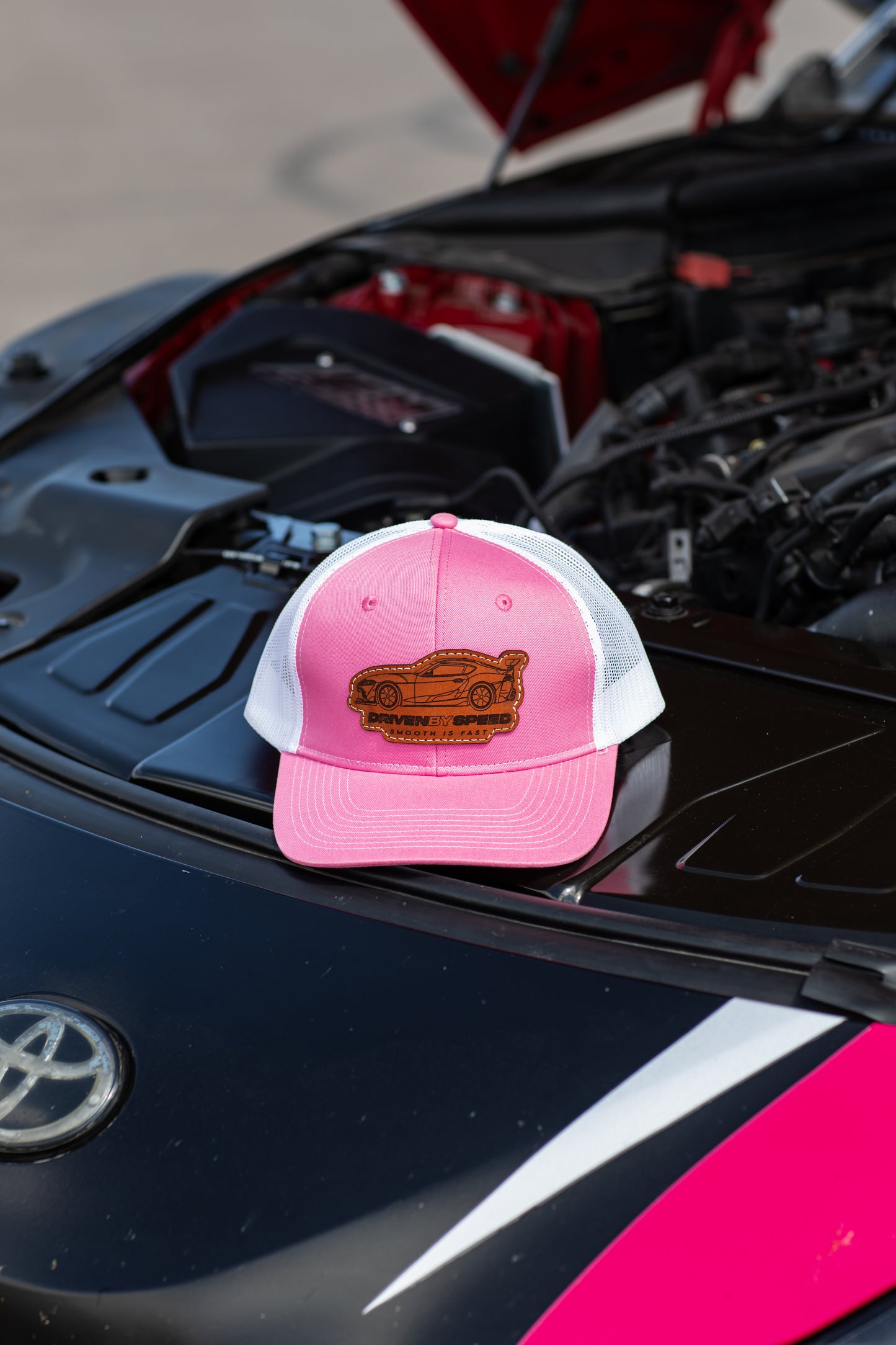 Driven By Speed Snapback Pink & White